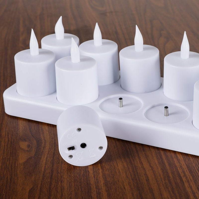 WoneNice 12 pcs USB Rechargeable Flameless Candles with Remote & Timer, LED Tea Lights for Wedding Christmas Lanterns Emergency Home Decor - Image 4